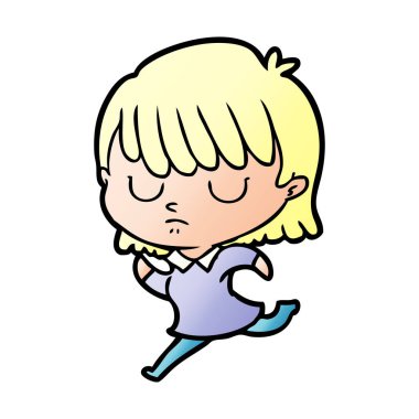 Çizgi filmdeki kadının vektör çizimi