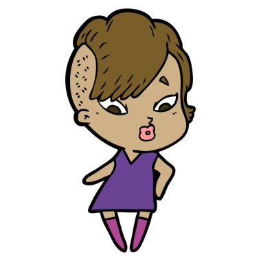 vektör çizim karikatür sürpriz kız