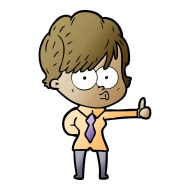 Çizgi filmdeki kadının vektör çizimi