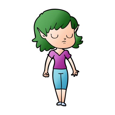 vektör çizim karikatür elf kızı