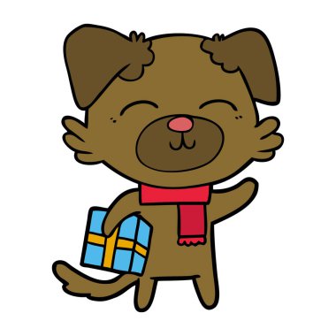 vektör çizim mutlu karikatür köpek