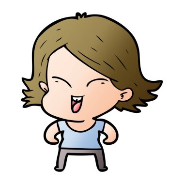 mutlu çizgi film kız vektör çizim