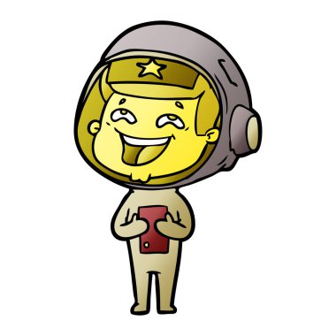 vektör çizim karikatür gülen astronot