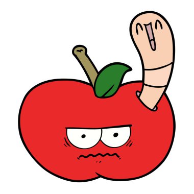 kızgın bir elma yemek karikatür solucan