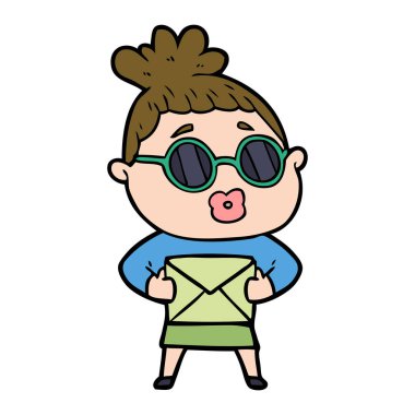 çizgi film kadın güneş gözlüğü takıyor