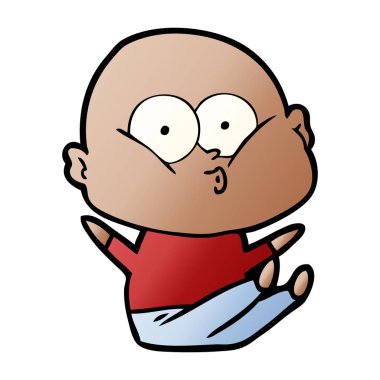 vektör çizim karikatür kel adam