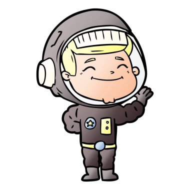 mutlu karikatür astronot vektör çizim