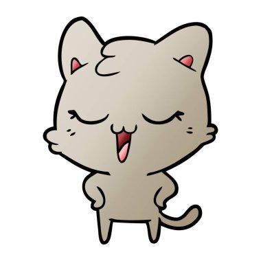 vektör çizim karikatür mutlu kedi