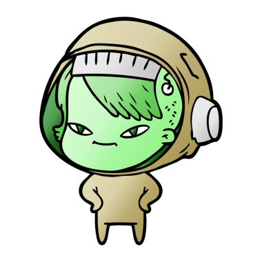 vektör çizim karikatür astronot kadın