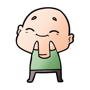 karikatür mutlu kel adam