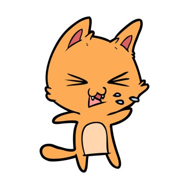 vektör çizim karikatür kedi tıslama