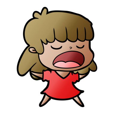 yüksek sesle konuşuyor karikatür kadın