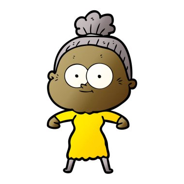 karikatür mutlu yaşlı kadın