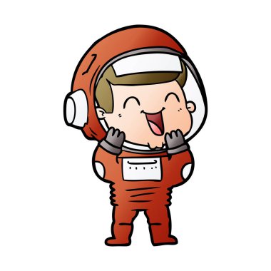 mutlu karikatür astronot vektör çizim