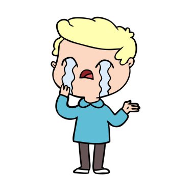 vektör çizim karikatür adam ağlıyor
