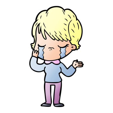 vektör çizim karikatür kadının ağladığını