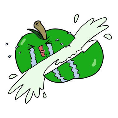 vektör çizim karikatür dilimlenmiş elma