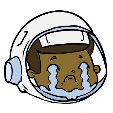 astronot yüz ağlıyor çizgi film