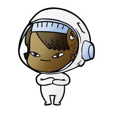 vektör çizim karikatür astronot kadın