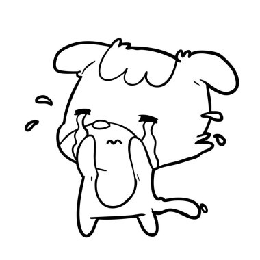 çizim için ağlayan üzgün köpek