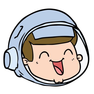 karikatür mutlu astronot yüz