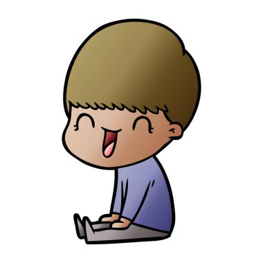 mutlu çizgi film çocuk vektör çizim