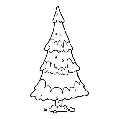 çizim için karlı bir Noel ağacı