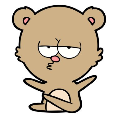 vektör çizim sıkılmış ayı çizgi film