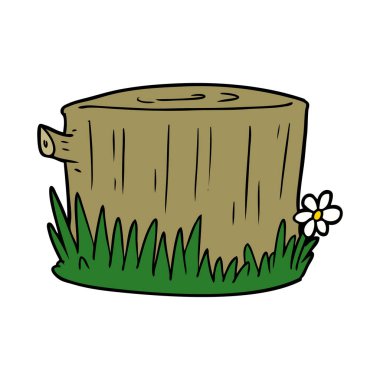 Vektör çizim karikatür ağaç kütüğü