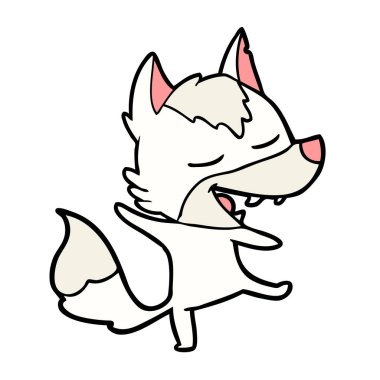 vektör çizim karikatür kurt gülen