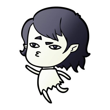 Çizgi filmdeki vampir kızın vektör çizimi