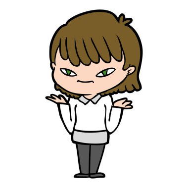 Çizgi filmdeki kadının vektör çizimi