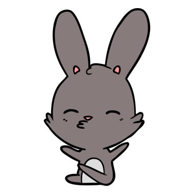 meraklı bunny çizgi vektör çizim