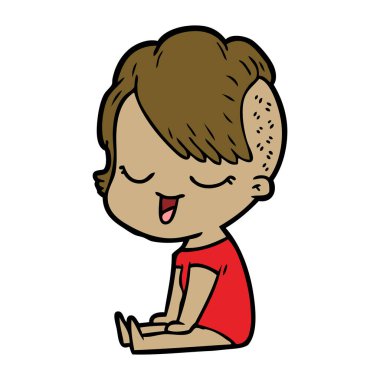 mutlu çizgi film kız vektör çizim