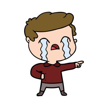 vektör çizim karikatür adam ağlıyor