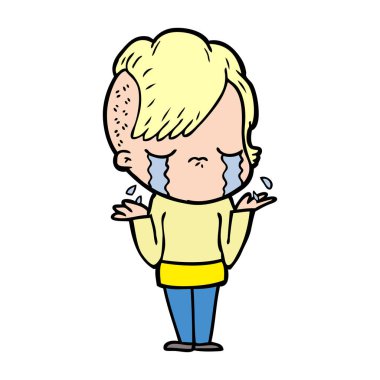 Ağlayan kızın vektör çizimi