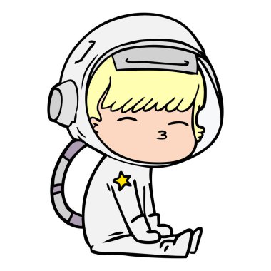 vektör çizim karikatür meraklı astronot