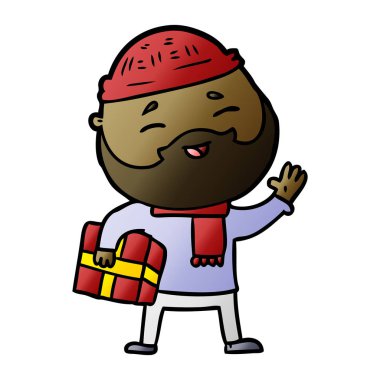 Çizgi film mutlu sakallı adam