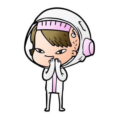 vektör çizim karikatür astronot kadın