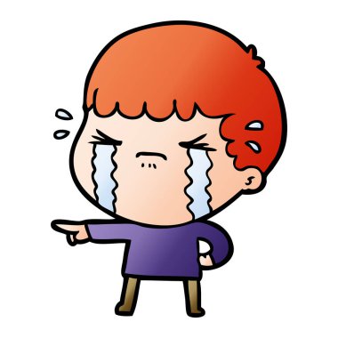 vektör çizim karikatür adam ağlıyor