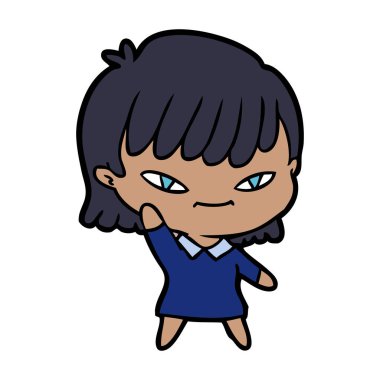 Çizgi filmdeki kadının vektör çizimi