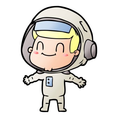 mutlu karikatür astronot adam