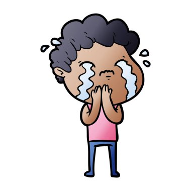 vektör çizim karikatür adam ağlıyor