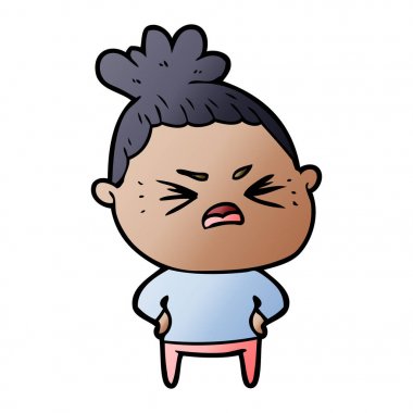 vektör çizim karikatür kızgın kadın