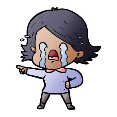 vektör çizim karikatür kadının ağladığını