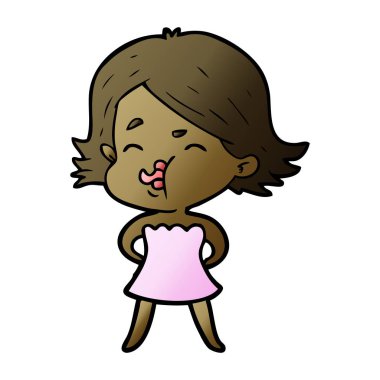 çizgi film kız yüz çekerek