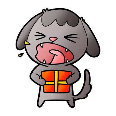 sevimli çizgi köpek Noel hediyesi ile