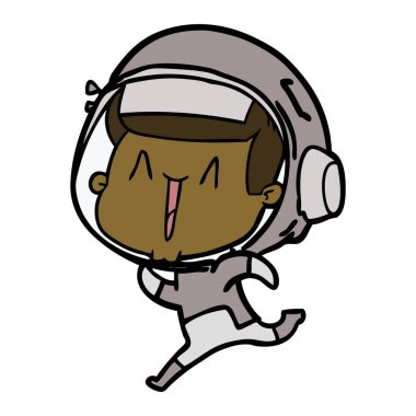 mutlu karikatür astronot vektör çizim