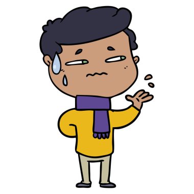 vektör çizim karikatür endişeli adam