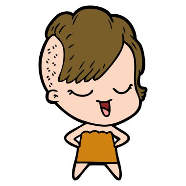 mutlu çizgi film kız vektör çizim